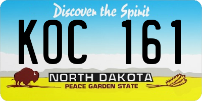 ND license plate KOC161