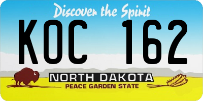 ND license plate KOC162