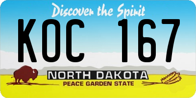 ND license plate KOC167