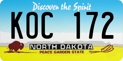 ND license plate KOC172