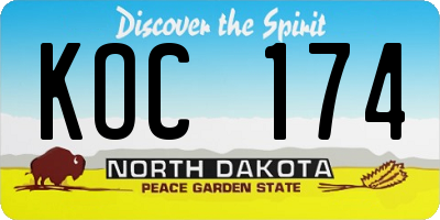 ND license plate KOC174