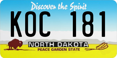 ND license plate KOC181