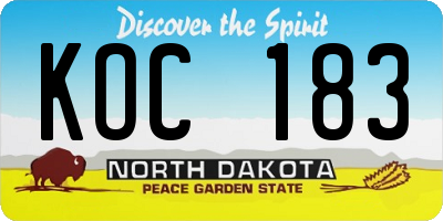 ND license plate KOC183