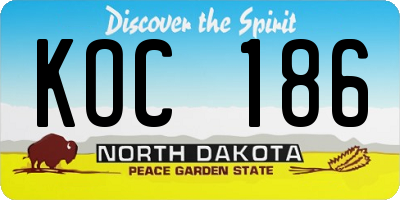 ND license plate KOC186