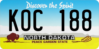 ND license plate KOC188