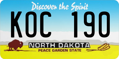 ND license plate KOC190