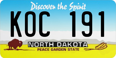 ND license plate KOC191