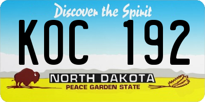 ND license plate KOC192