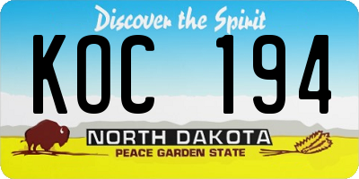 ND license plate KOC194