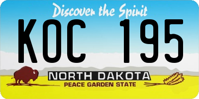 ND license plate KOC195