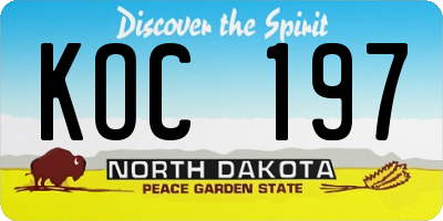 ND license plate KOC197