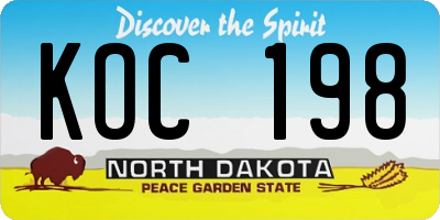 ND license plate KOC198