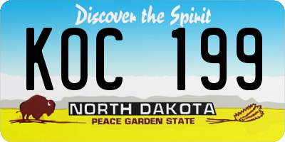 ND license plate KOC199