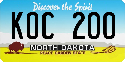 ND license plate KOC200