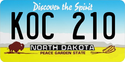 ND license plate KOC210