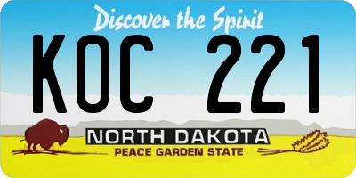 ND license plate KOC221