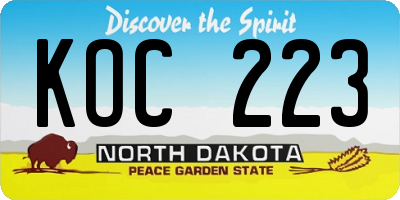 ND license plate KOC223