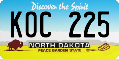 ND license plate KOC225