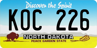 ND license plate KOC226