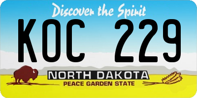 ND license plate KOC229
