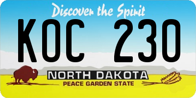 ND license plate KOC230