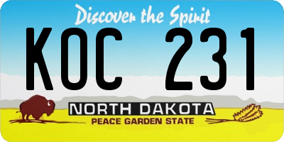 ND license plate KOC231