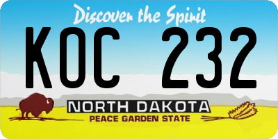 ND license plate KOC232