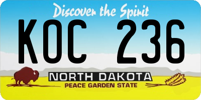 ND license plate KOC236