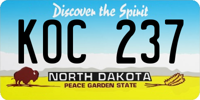 ND license plate KOC237