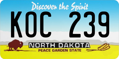 ND license plate KOC239