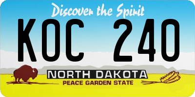 ND license plate KOC240