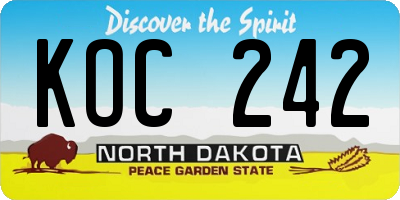 ND license plate KOC242
