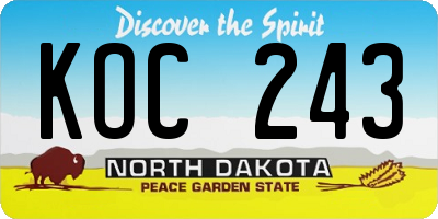 ND license plate KOC243