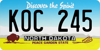 ND license plate KOC245