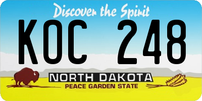 ND license plate KOC248