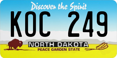 ND license plate KOC249
