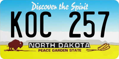 ND license plate KOC257