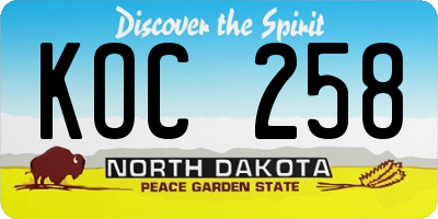 ND license plate KOC258