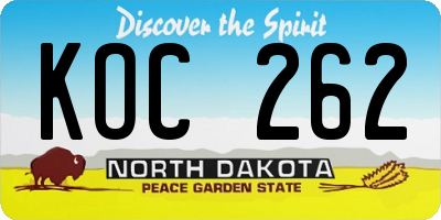 ND license plate KOC262