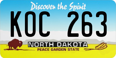 ND license plate KOC263