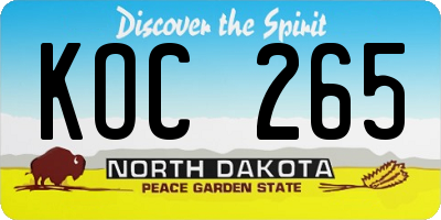 ND license plate KOC265