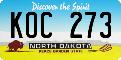 ND license plate KOC273
