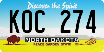 ND license plate KOC274