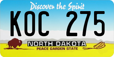 ND license plate KOC275