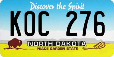 ND license plate KOC276