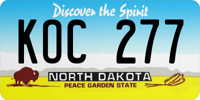 ND license plate KOC277