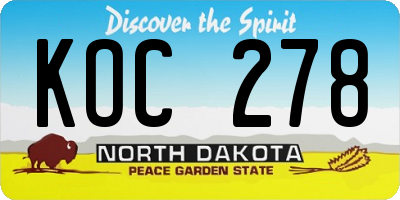 ND license plate KOC278