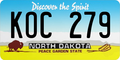 ND license plate KOC279