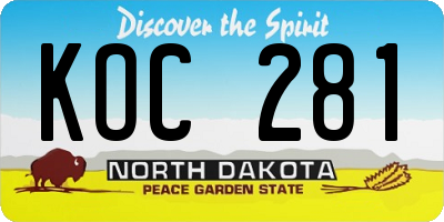 ND license plate KOC281