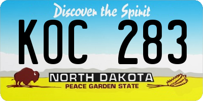 ND license plate KOC283